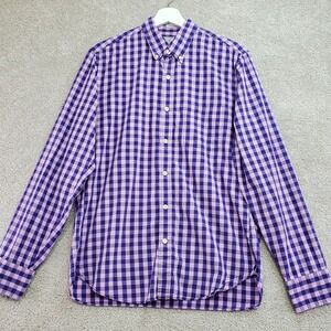 J. Crew Slim Fit Gingham Plaid Button Down Shirt Mens  M Purple Pink Long Sleeve